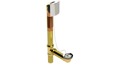 BRASS OFFSET WASTE & OVERFLOW PLUG & CHAIN - BOXED (3141BXCS-S)
