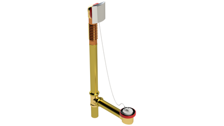 BRASS OFFSET WASTE & OVERFLOW PLUG & CHAIN EXTENDED (3141CS-20CP-L)