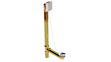 BRASS OFFSET WASTE & OVERFLOW PLUG & CHAIN - EXTENDED (3141CS-20CP-S)
