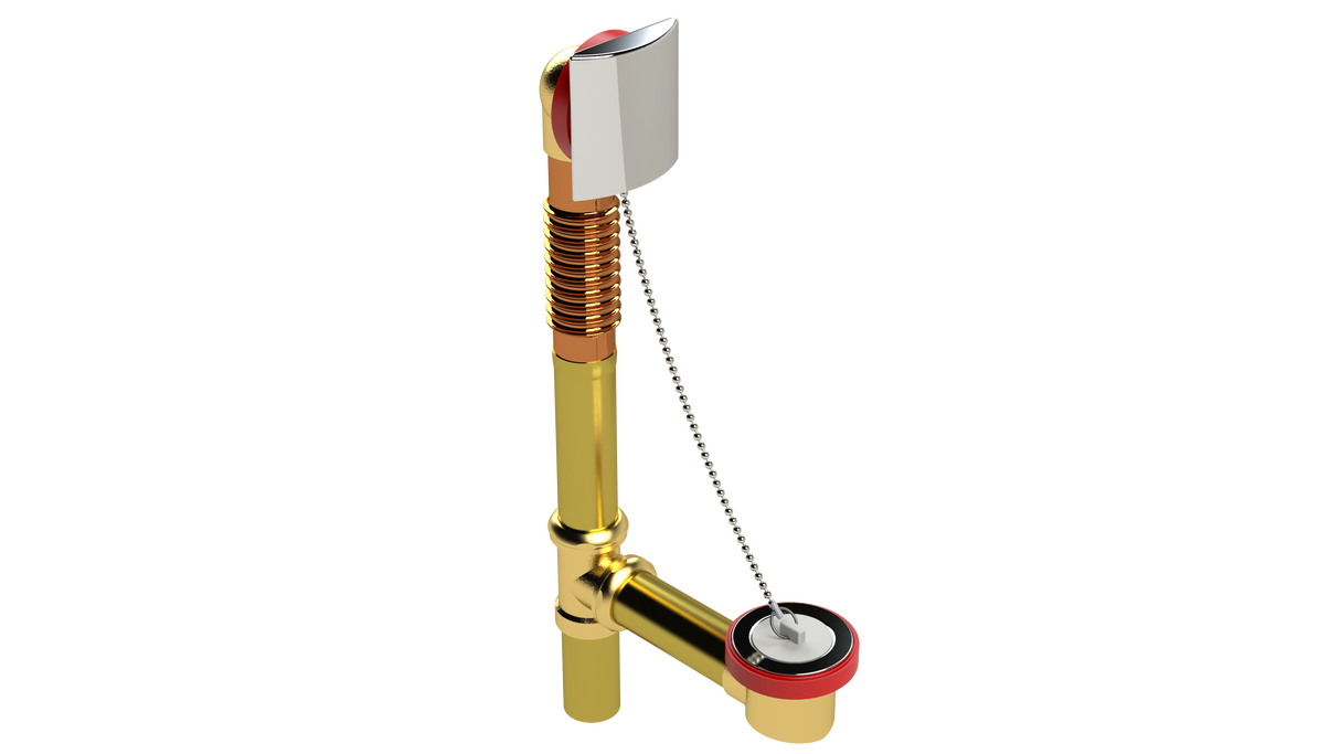 BRASS OFFSET WASTE & OVERFLOW PLUG & CHAIN (3141CS-L)
