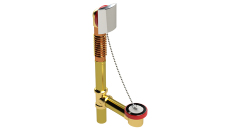 BRASS OFFSET WASTE & OVERFLOW PLUG & CHAIN (3141CS-L)