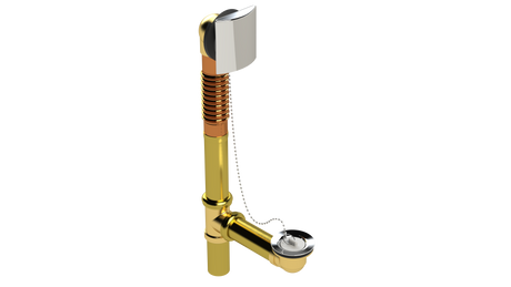 BRASS OFFSET WASTE & OVERFLOW PLUG & CHAIN (3141CS-S)