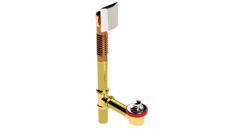 BRASS OFFSET WASTE & OVERFLOW ZINC LIFT & TURN STANDARD (3141LZ-CP)