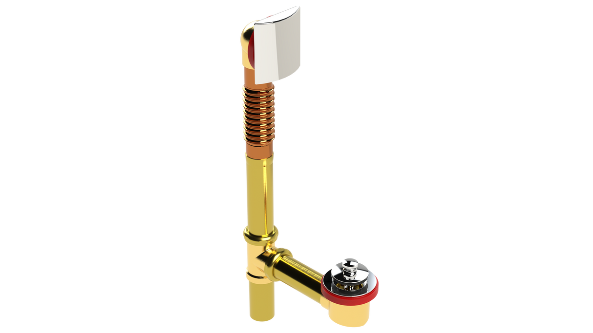 BRASS OFFSET WASTE & OVERFLOW PUSH-PULL-L (3141PP-CP-L)