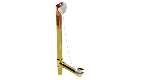 BRASS OFFSET WASTE & OVERFLOW PLUG & CHAIN - EXTENDED (3142CS-20CP-S)