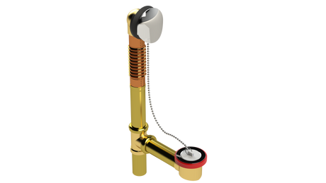BRASS OFFSET WASTE & OVERFLOW PLUG & CHAIN (3142CS-L)