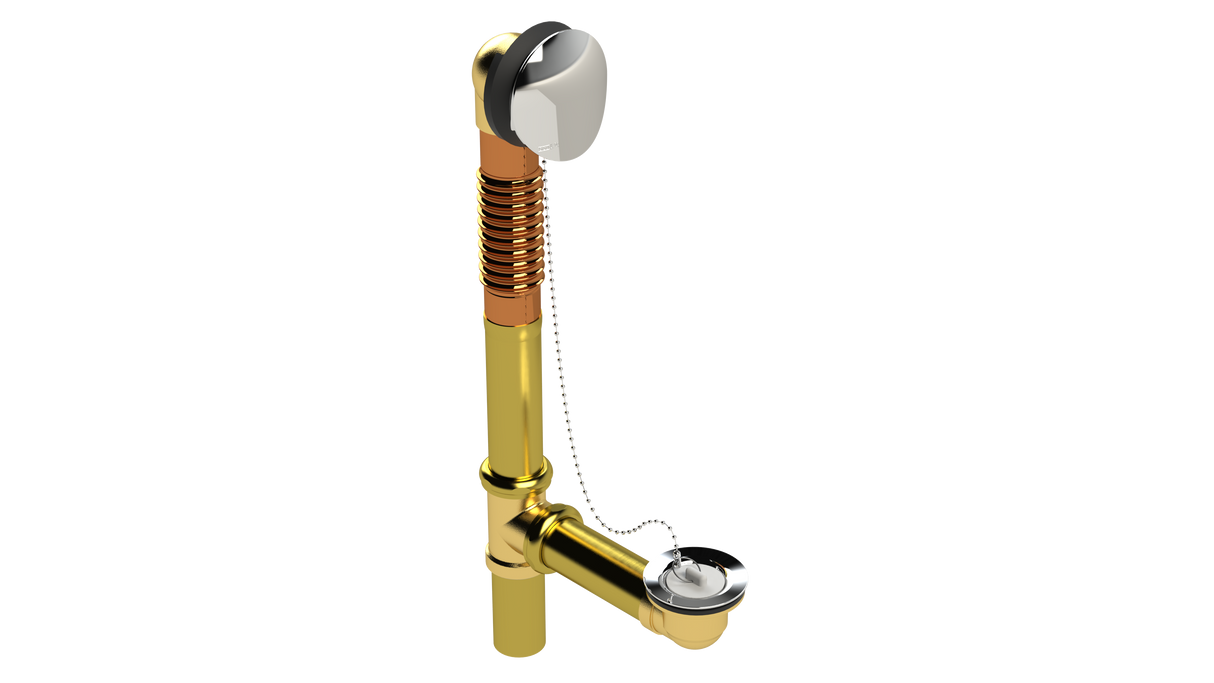 BRASS OFFSET WASTE & OVERFLOW PLUG & CHAIN (3142CS-S)