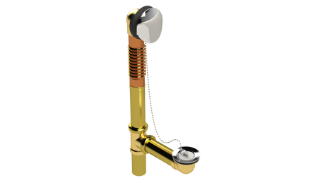 BRASS OFFSET WASTE & OVERFLOW PLUG & CHAIN (3142CS-S)