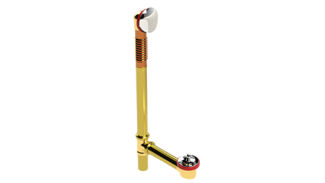 BRASS OFFSET WASTE & OVERFLOW LIFT & TURN EXTENDED (3142L-20CP-L)