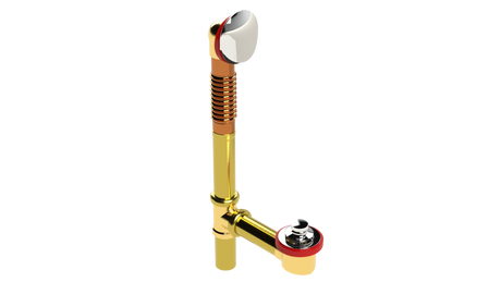 BRASS OFFSET WASTE & OVERFLOW ZINC LIFT & TURN STANDARD (3142LZ-CP)