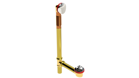 BRASS OFFSET WASTE & OVERFLOW PUSH-PULL EXTENDED (3142PP-20CP)