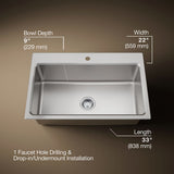Prologue® 33" top-/undermount single-bowl kitchen sink