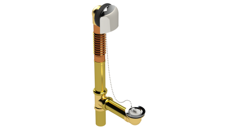 BRASS OFFSET WASTE & OVERFLOW PLUG & CHAIN - BOXED (314BXCS-S)