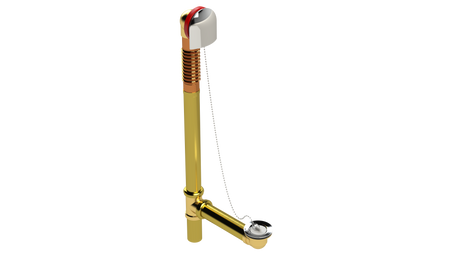 BRASS OFFSET WASTE & OVERFLOW PLUG & CHAIN - EXTENDED (314CS-20CP-S)