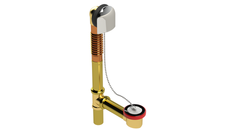 BRASS OFFSET WASTE & OVERFLOW PLUG & CHAIN (314CS-L)
