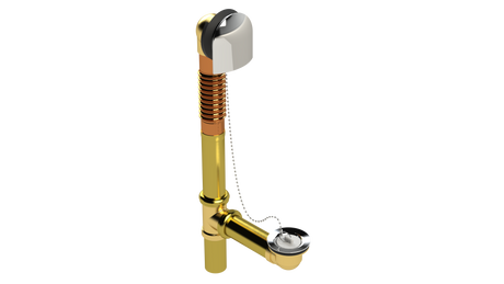 BRASS OFFSET WASTE & OVERFLOW PLUG & CHAIN (314CS-S)