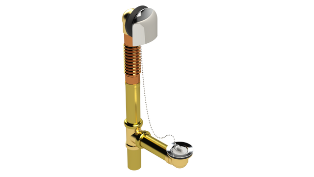 BRASS OFFSET WASTE & OVERFLOW PLUG & CHAIN (314CS-S)