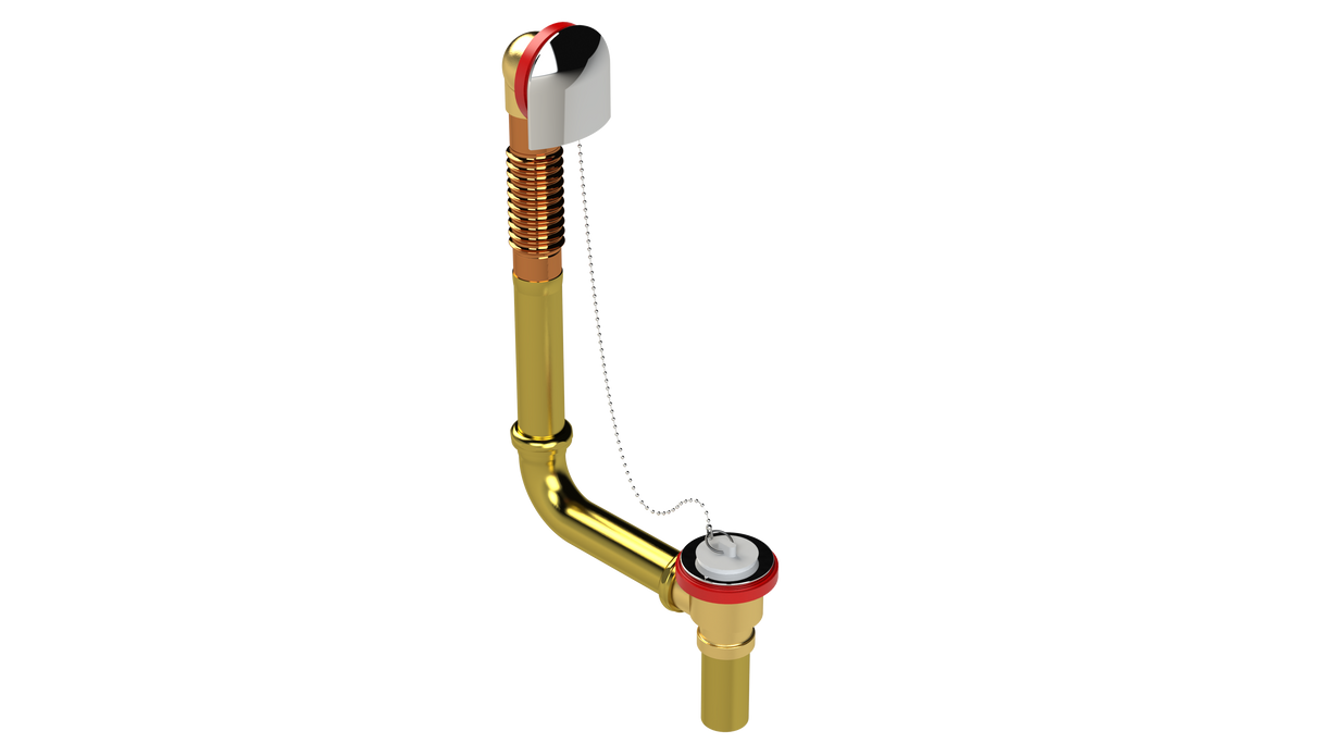 BRASS DIRECT DRAIN WASTE & OVERFLOW PLUG & CHAIN (314DCS)