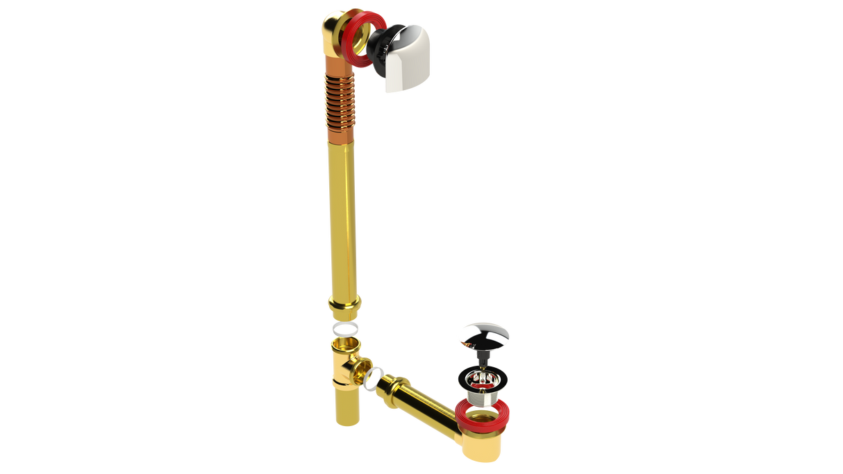 BRASS OFFSET WASTE & OVERFLOW CLICKER® EXTENDED (314Q-20BCP)