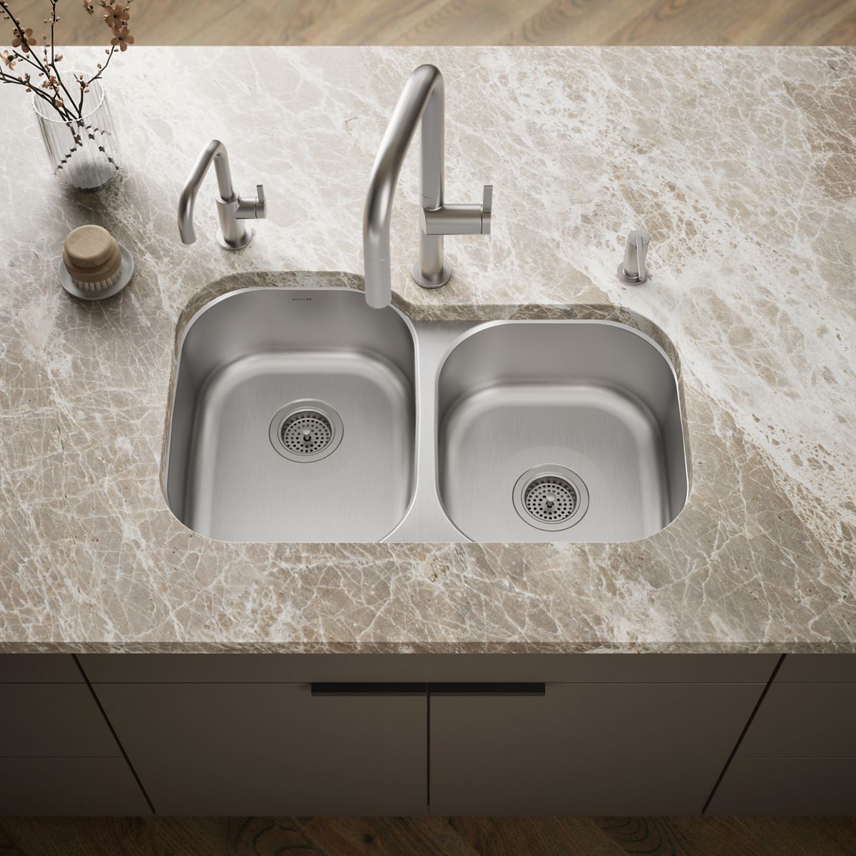 Undertone® 31" undermount double-bowl kitchen sink