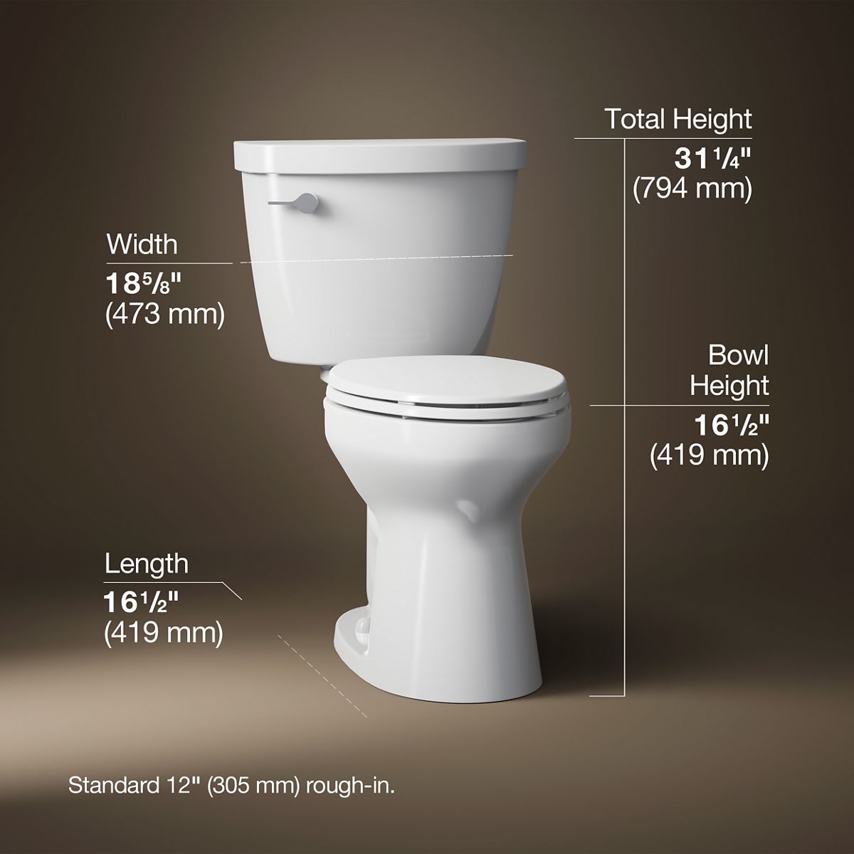 Cimarron® Two-piece elongated toilet, 1.6 gpf