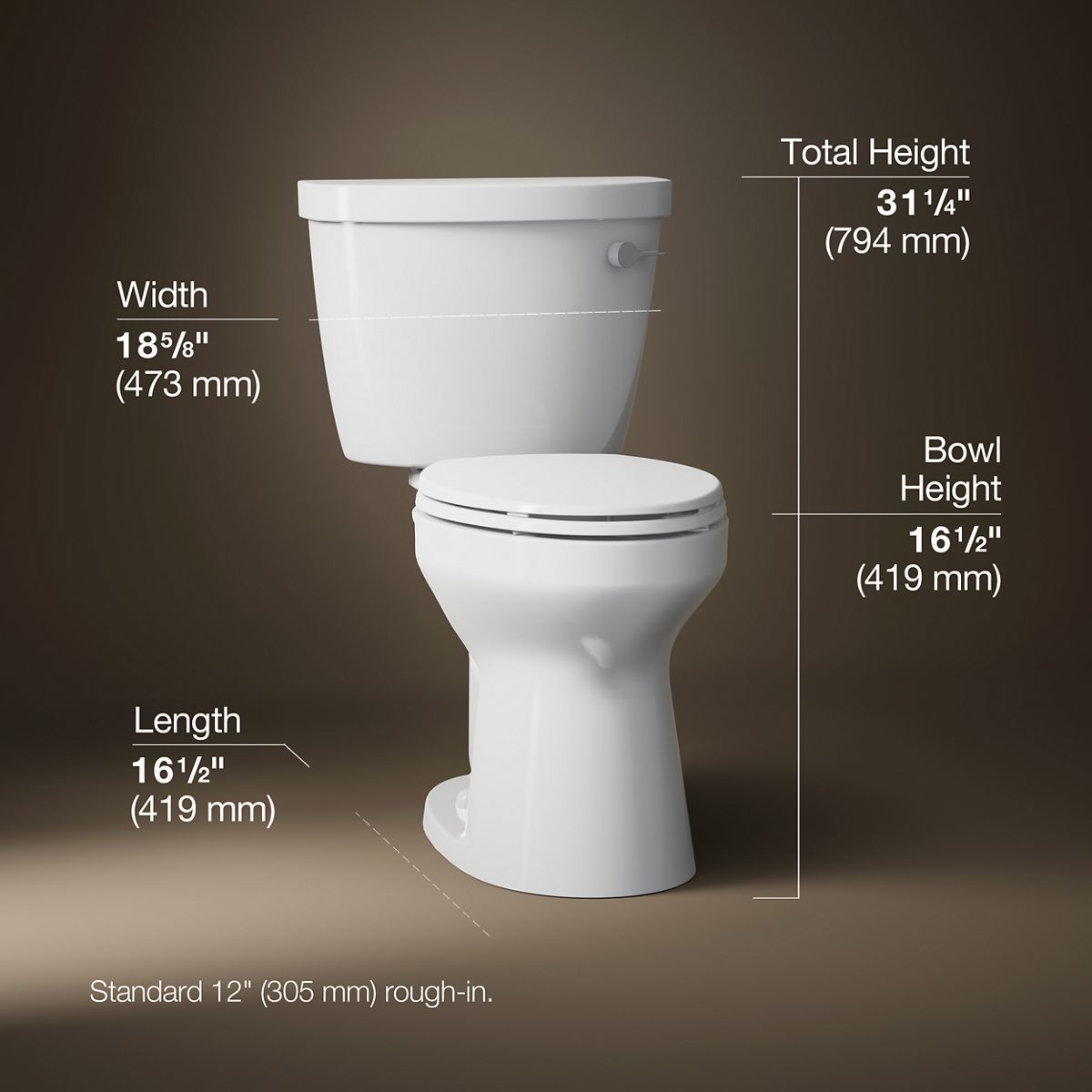 Cimarron® Two-piece elongated toilet, 1.28 gpf