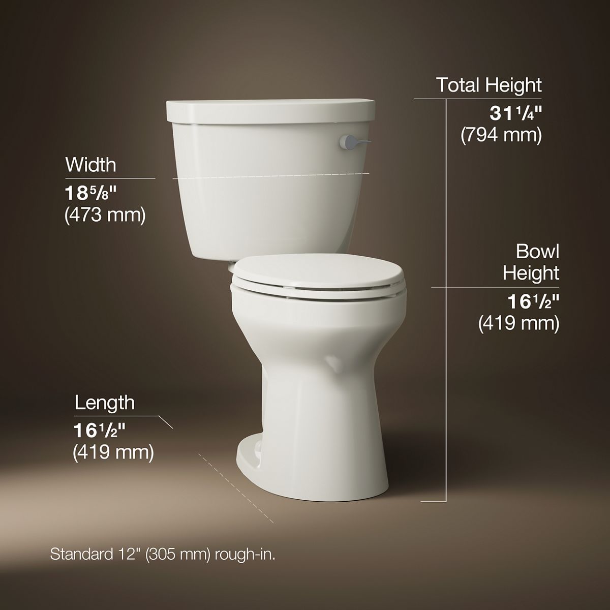 Cimarron® Two-piece elongated toilet, 1.28 gpf