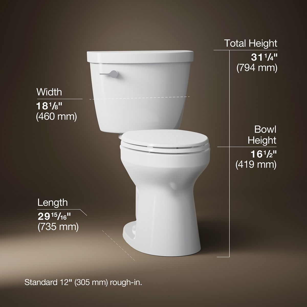 Cimarron® The Complete Solution® two-piece elongated toilet, 1.28 gpf