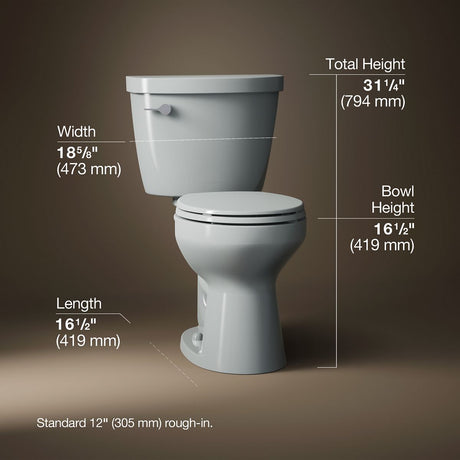 Cimarron® Two-piece round-front toilet, 1.28 gpf
