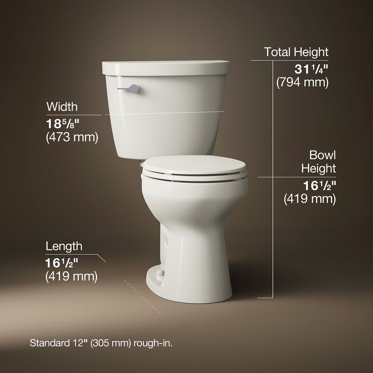 Cimarron® Two-piece round-front toilet, 1.28 gpf