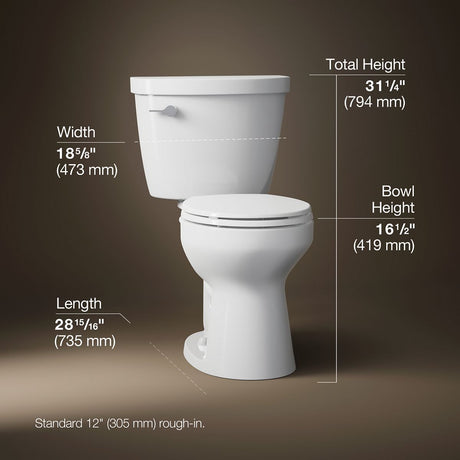 Cimarron® Two-piece round-front toilet, 1.28 gpf