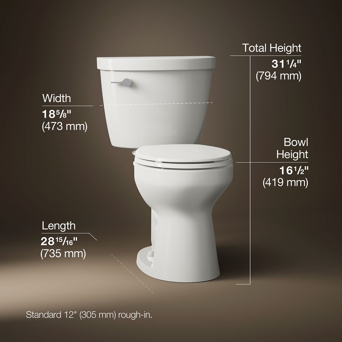 Cimarron® Two-piece round-front toilet, 1.28 gpf