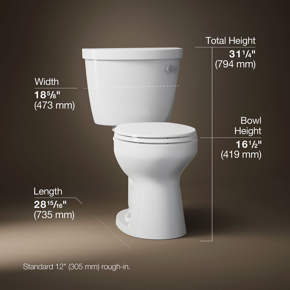 Cimarron® Two-piece round-front toilet, 1.28 gpf