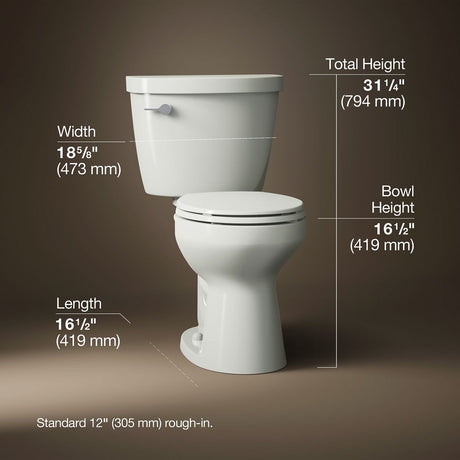 Cimarron® Two-piece round-front toilet, 1.28 gpf