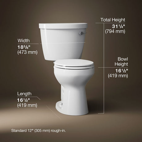Cimarron® Two-piece round-front toilet, 1.28 gpf