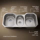 Undertone® 41-3/4" undermount triple-bowl kitchen sink