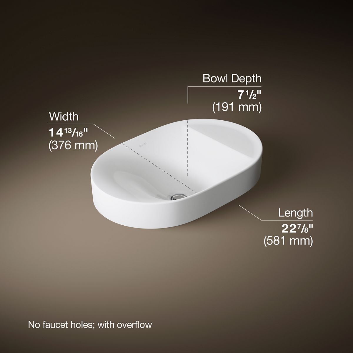 Chalice 22-3/4" oval vessel bathroom sink