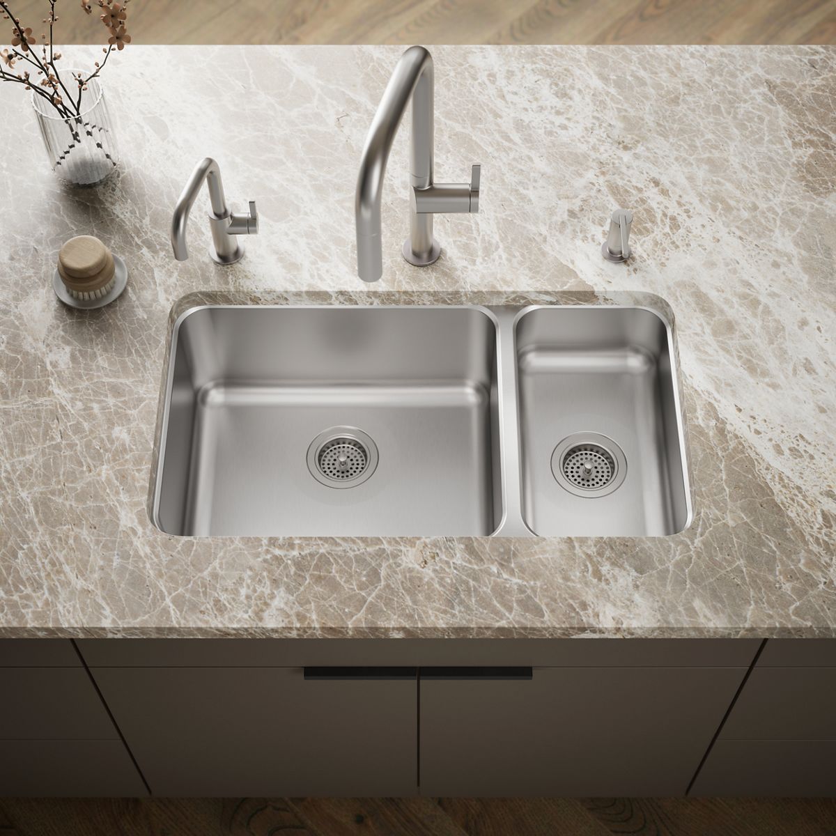 Undertone® 31-1/2" undermount double-bowl kitchen sink