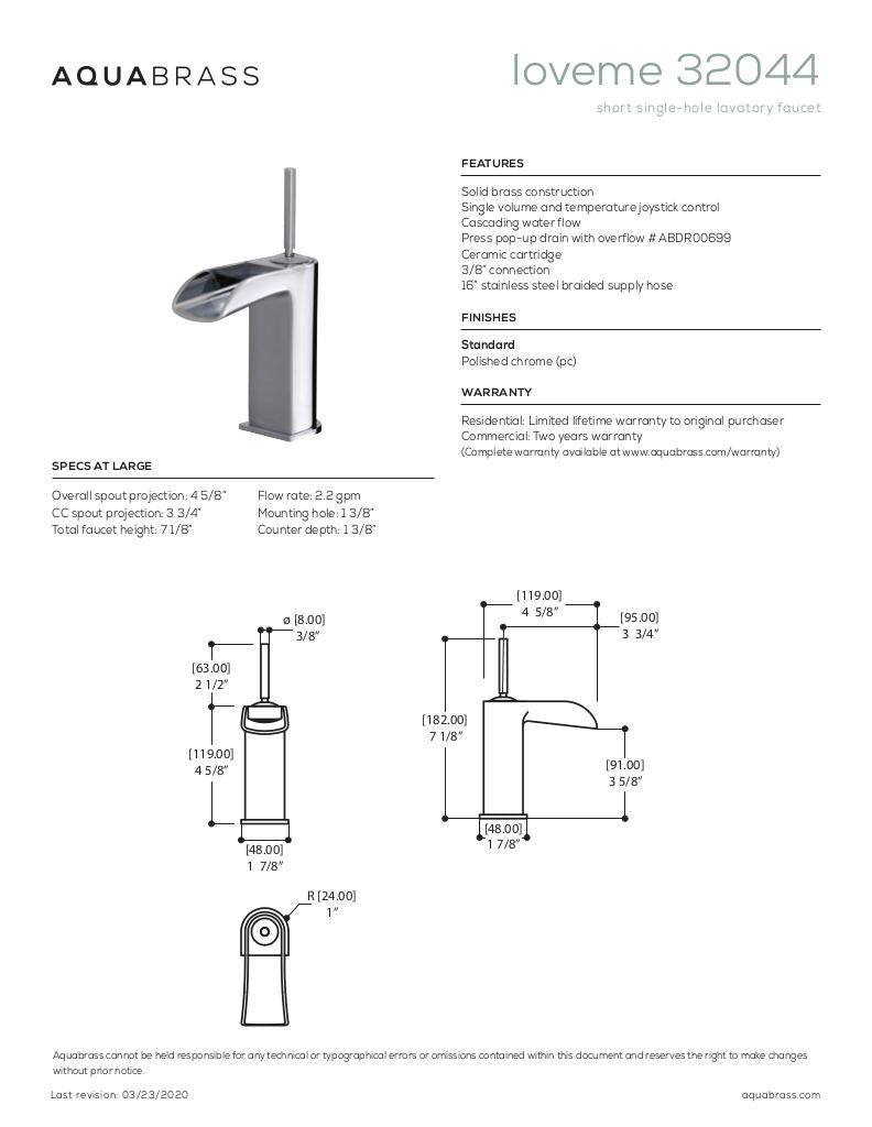 Short single-hole lavatory faucet