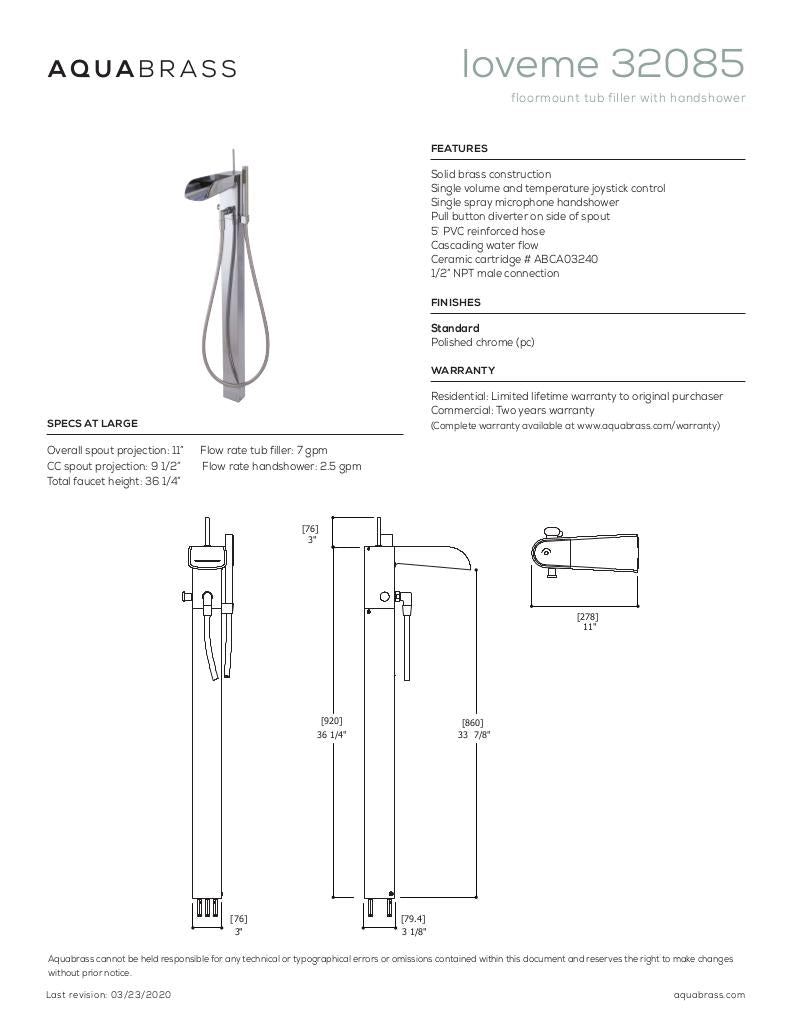 Floormount tub filler with handshower