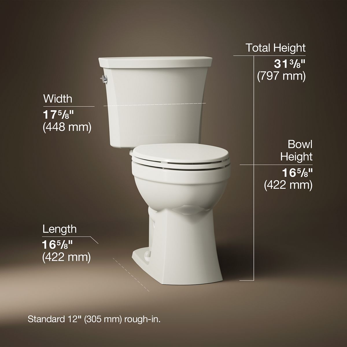 Kelston® Two-piece elongated toilet, 1.28 gpf