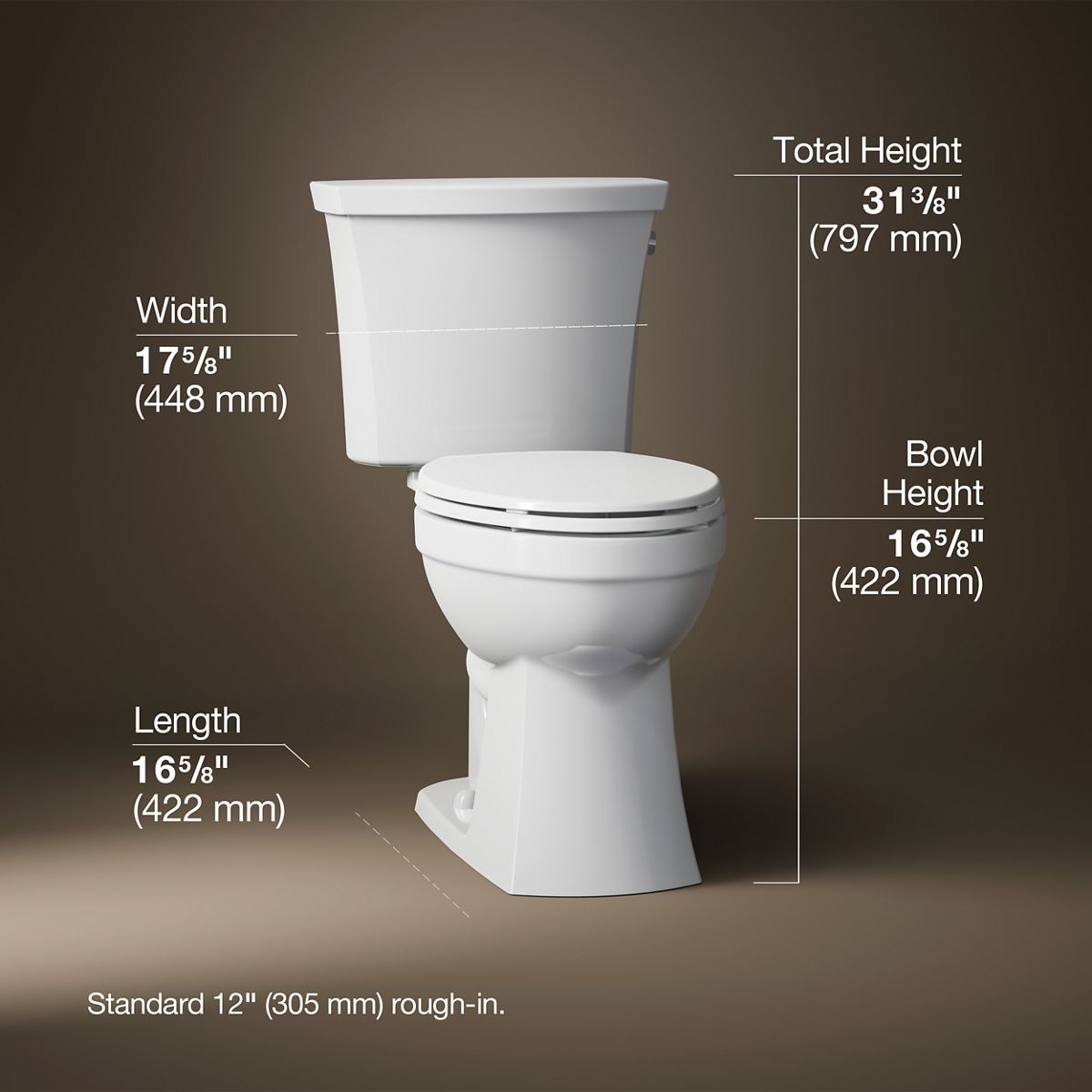 Kelston® Two-piece elongated toilet, 1.28 gpf