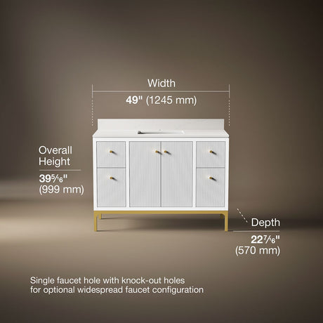 Calpa® 48" bathroom vanity cabinet with sink and quartz top