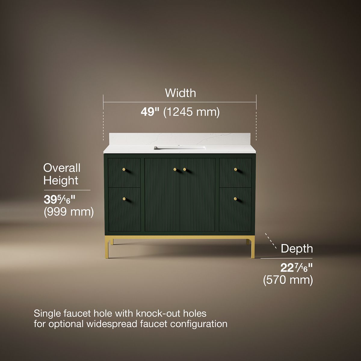 Calpa® 48" bathroom vanity cabinet with sink and quartz top
