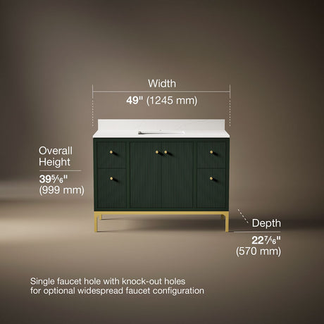 Calpa® 48" bathroom vanity cabinet with sink and quartz top
