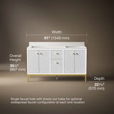 Calpa® 60" bathroom vanity cabinet with sinks and quartz top