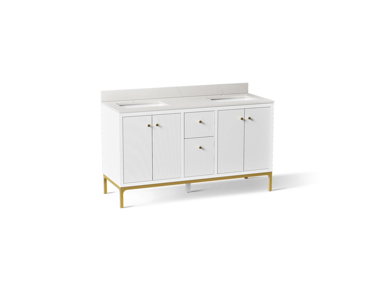 Calpa® 60" bathroom vanity cabinet with sinks and quartz top