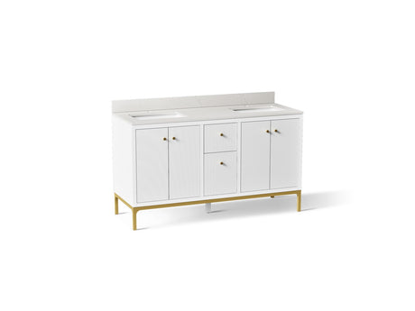 Calpa® 60" bathroom vanity cabinet with sinks and quartz top