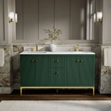 Calpa® 60" bathroom vanity cabinet with sinks and quartz top