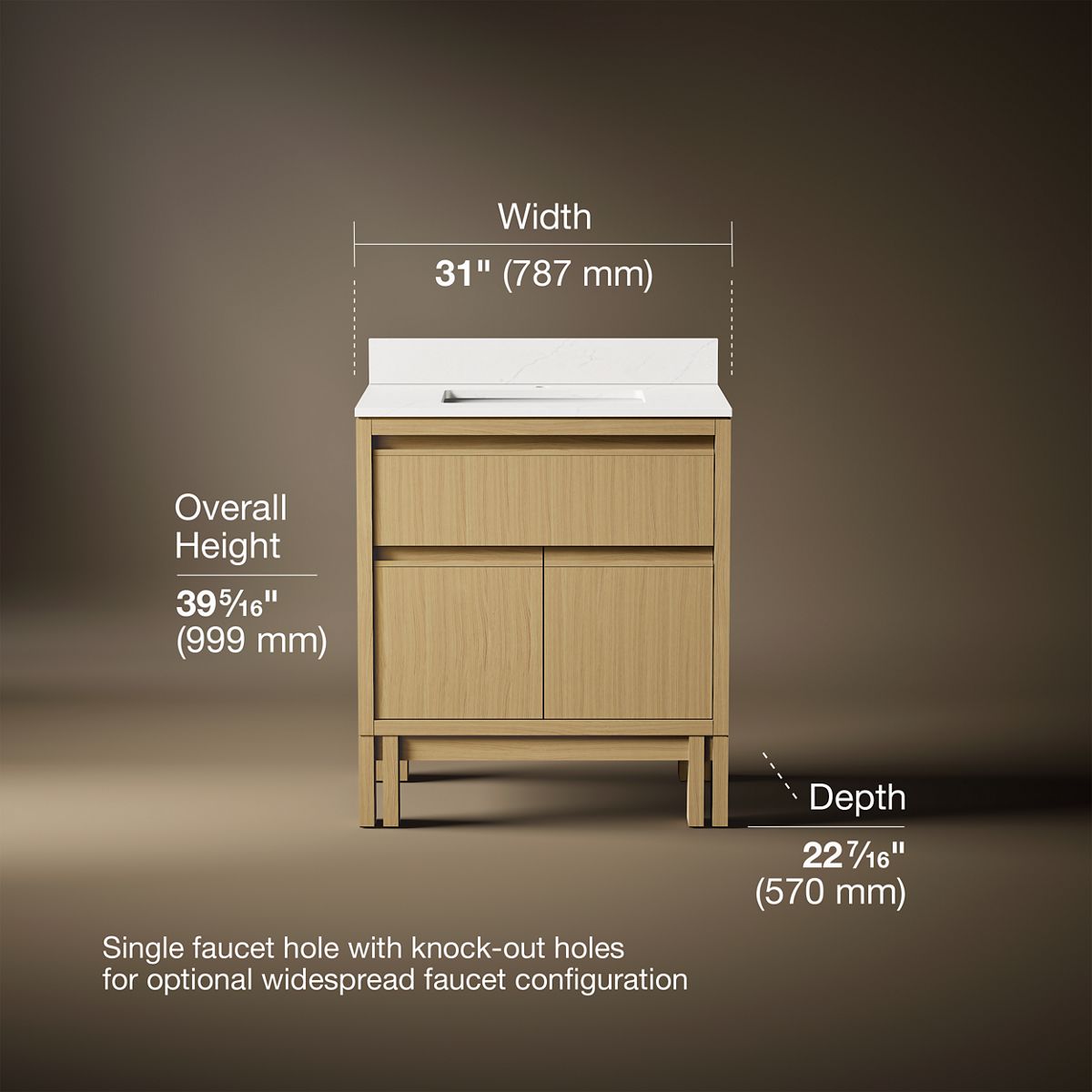 Solive™ 30" bathroom vanity cabinet with sink and quartz top